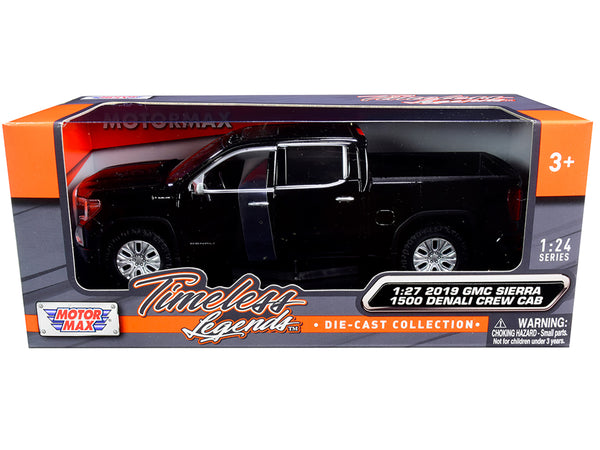 2019 GMC Sierra 1500 Denali Crew Cab Pickup Truck Black 1/24-1/27 Diecast Model Car by Motormax