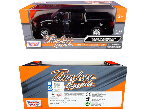 2019 Ford F-150 Limited Crew Cab Pickup Truck Black 1/24-1/27 Diecast Model Car by Motormax
