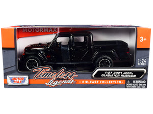 2021 Jeep Gladiator Rubicon (Closed Top) Pickup Truck Black 1/24-1/27 Diecast Model Car by Motormax
