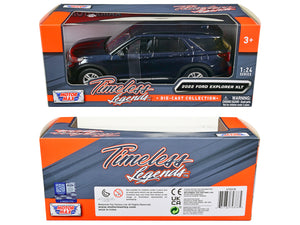 2022 Ford Explorer XLT Dark Blue Metallic "Timeless Legends" Series 1/24 Diecast Model Car by Motormax