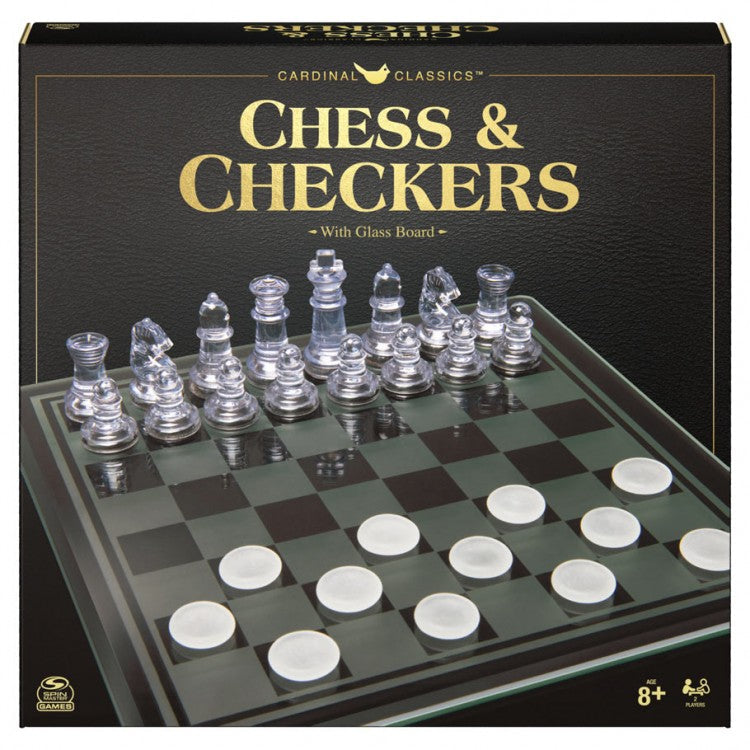 Little Shop of Magic Clear Chess and Checkers Set with Glass Gameboard — Board Game