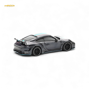 PopRace Porsche 992 Stinger GTR Carbon Edition - Carbon Grey Blue Line 1:64
