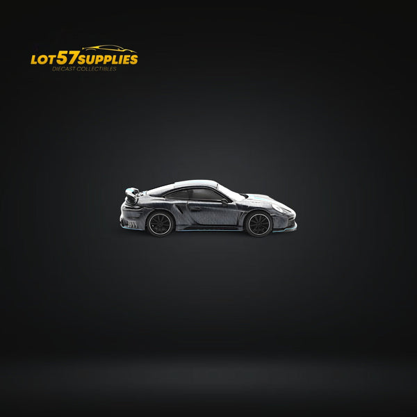 (Pre-Order) PopRace Porsche 992 Stinger GTR Carbon Edition - Carbon Grey Blue Line 1:64