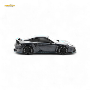 PopRace Porsche 992 Stinger GTR Carbon Edition - Carbon Grey Blue Line 1:64