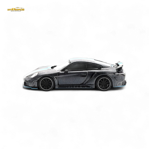 PopRace Porsche 992 Stinger GTR Carbon Edition - Carbon Grey Blue Line 1:64