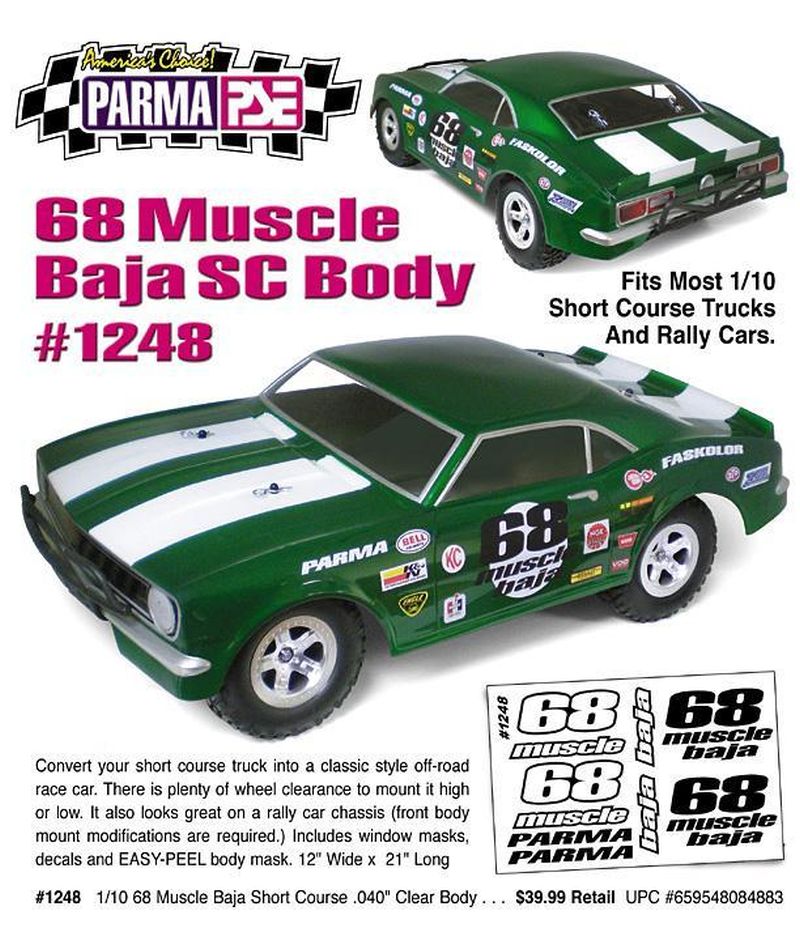 Parma 1248 1/10 Parma '68 Muscle Baja Short Course Drag Clear Body