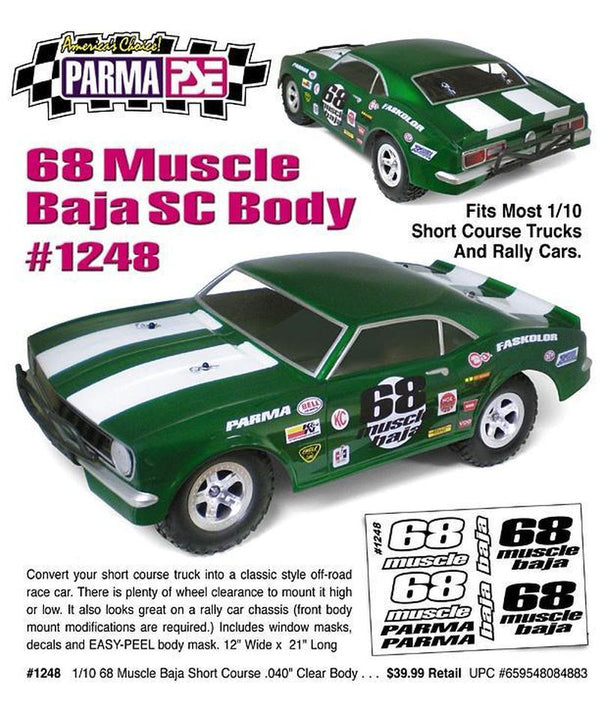 Parma 1248 1/10 Parma '68 Muscle Baja Short Course Drag Clear Body