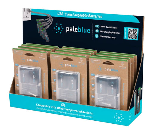 Pale Blue Earth Display Shipper Prepacked: 12 Unit Assortment, 8 AA 4pks, 4