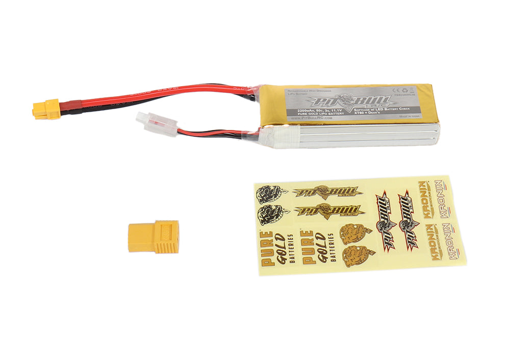 Pit Bull Tires Pure Gold 50c 3s 2200mAh 11.1V Softcase Lipo Battery, w/ LED