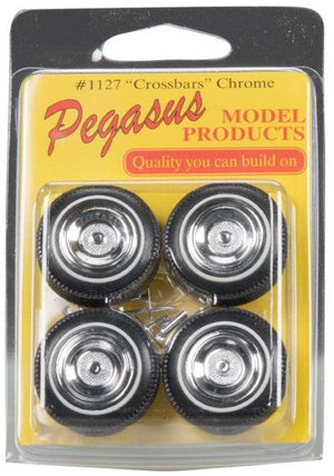 Pegasus Hobbies 1127 1/24-1/25 Crossbars Rims/Tires (4) Plastic Model