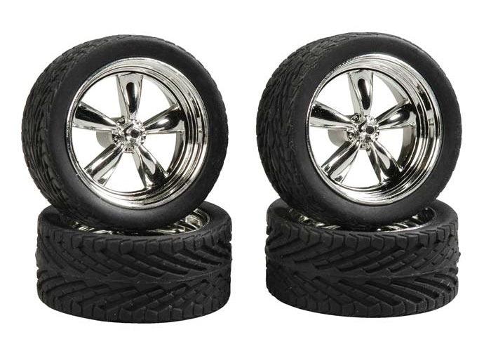 Pegasus Hobbies PGH2301 23" Chrome T's Wheel w/ Tire Set (4) Plastic Model