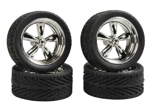 Pegasus Hobbies PGH2301 23" Chrome T's Wheel w/ Tire Set (4) Plastic Model