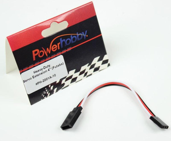 Powerhobby 4" Heavy Duty Servo Extension Wire Futaba Connector J 20AWG