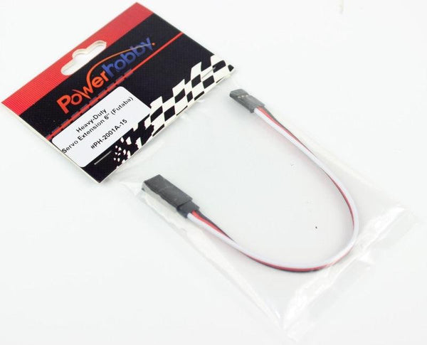 Powerhobby 6" Heavy Duty Servo Extension Wire Futaba Connector J 20AWG