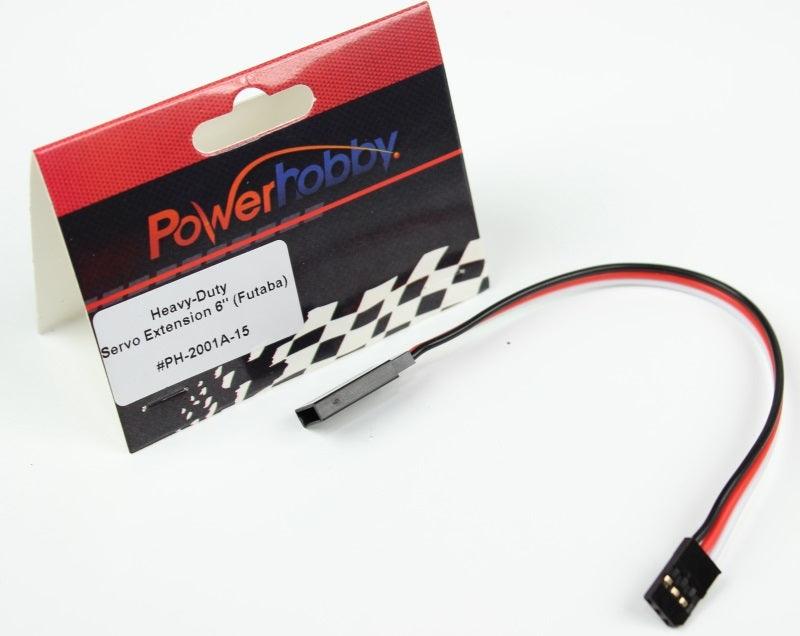 Powerhobby 6" Heavy Duty Servo Extension Wire Futaba Connector J 20AWG