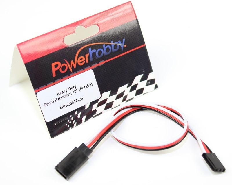 Powerhobby 10" Heavy Duty Servo Extension Wire Futaba Connector J 20AWG