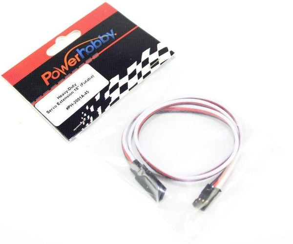 Powerhobby 18" Heavy Duty Servo Extension Wire Futaba Connector J 20AWG