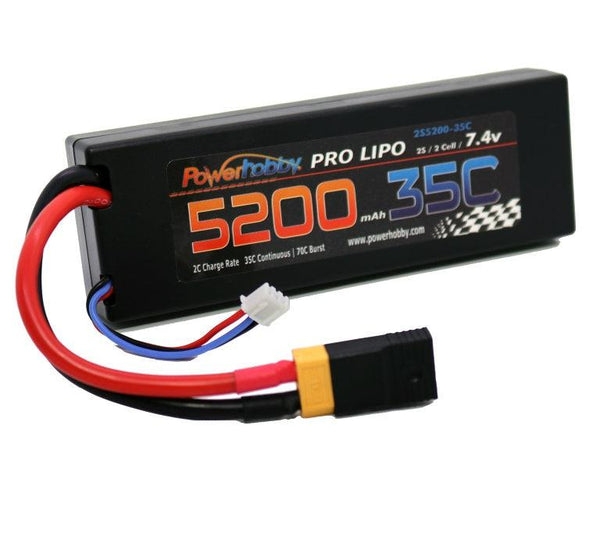 Powerhobby 2s 7.4v 5200mah 35c Lipo Battery w XT60 Plug + Adapter