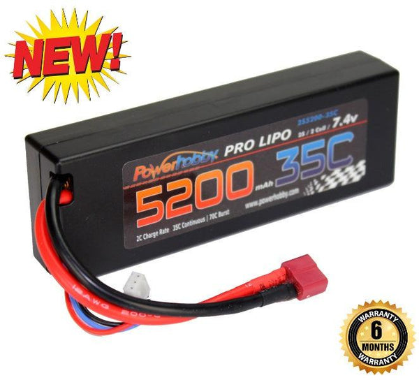 Powerhobby 2s 7.4v 5200mah 35c Lipo Battery w Deans Plug 2-Cell