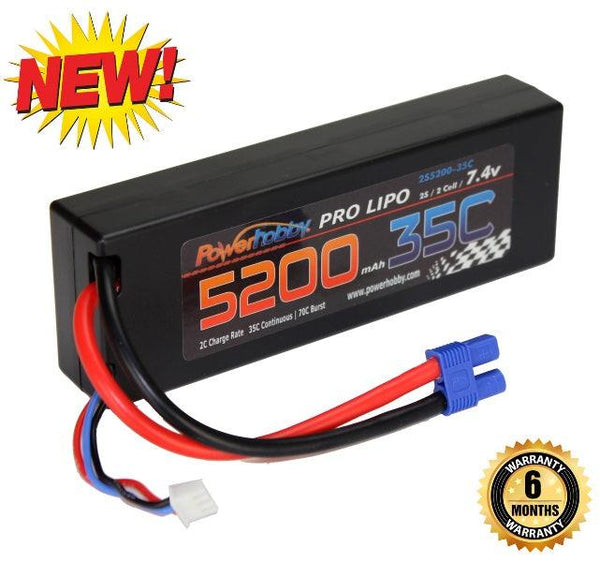 Powerhobby 2s 7.4v 5200mah 35c Lipo Battery w EC3 Plug 2-Cell