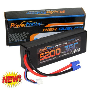 Powerhobby 2s 7.4v 5200mah 35c Lipo Battery w EC3 Plug 2-Cell