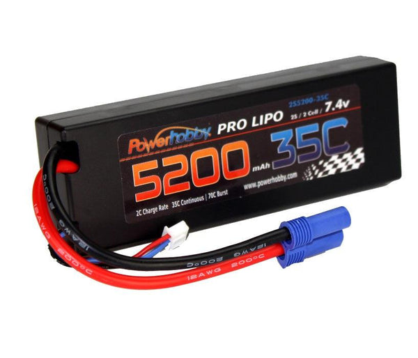 Powerhobby 2s 7.4v 5200mah 35c Lipo Battery w EC5 Plug 2-Cell