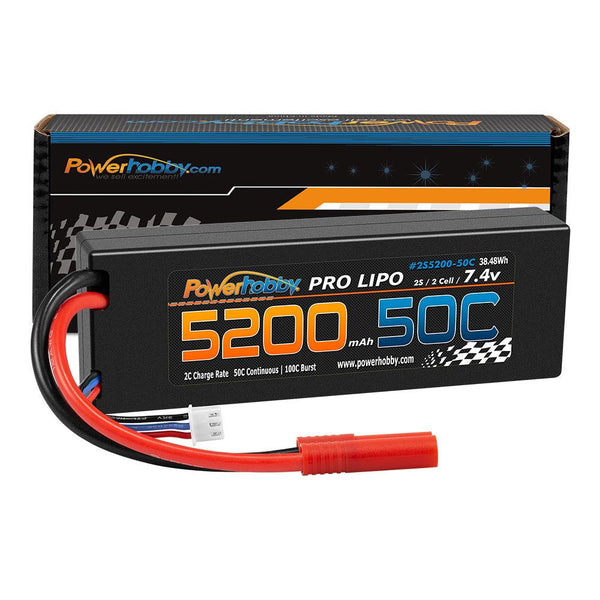 Powerhobby 2S 7.4V 5200mah 50C Lipo Battery w REDCAT 4.0mm Plug