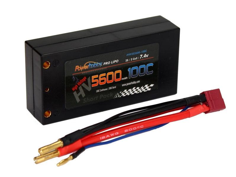 Powerhobby 2s 7.6V 5600mah 100c HV Shorty Lipo Battery with Deans