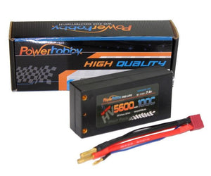 Powerhobby 2s 7.6V 5600mah 100c HV Shorty Lipo Battery with Deans