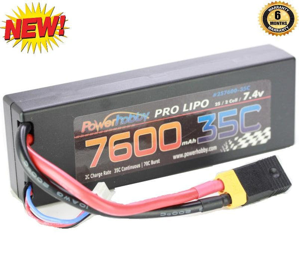 Powerhobby 2s 7.4v 7600mah 35c Lipo Battery w XT60 Plug + Adapter