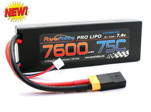 Powerhobby 2s 7.4v 7600mah 75c Lipo Battery w XT60 Plug + Adapter