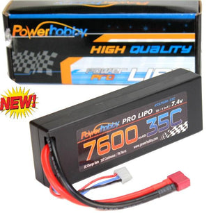 Powerhobby 2s 7.4v 7600mah 35c Lipo Battery w Deans Plug 2-Cell