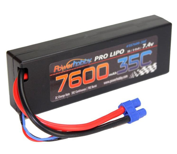 Powerhobby 2s 7.4v 7600mah 35c Lipo Battery w EC3 Plug 2-Cell
