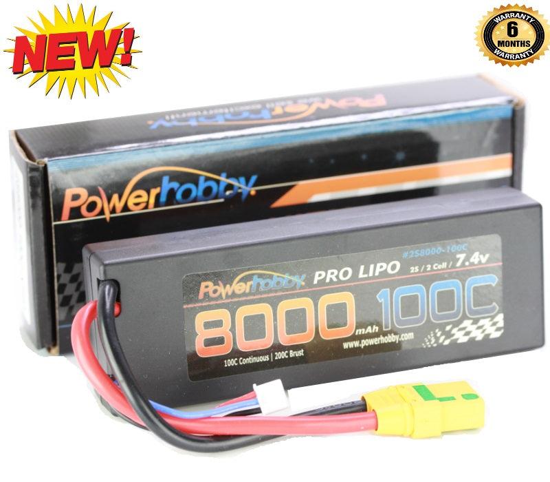 Powerhobby 2s 7.4V 8000mah 100C Lipo Battery with XT90 Plug