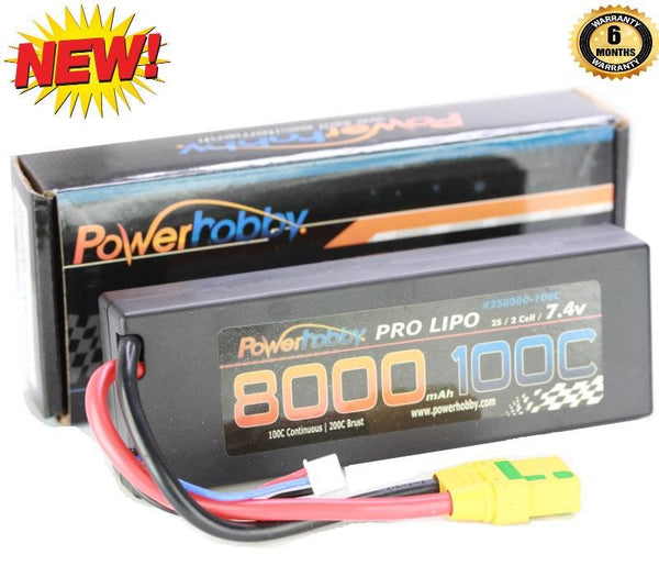 Powerhobby 2s 7.4V 8000mah 100C Lipo Battery with XT90 Plug