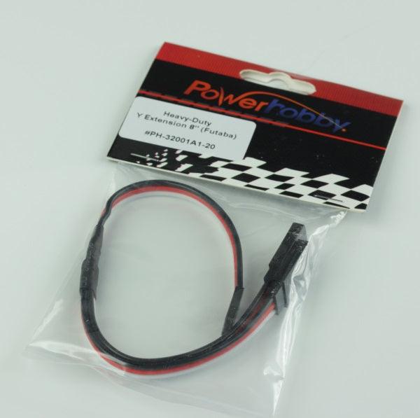 Powerhobby 8" Heavy Duty Y Servo Extension / Harness Futaba Connector