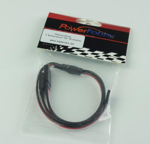 Powerhobby 12" Heavy Duty Y Servo Extension / Harness Futaba Connector