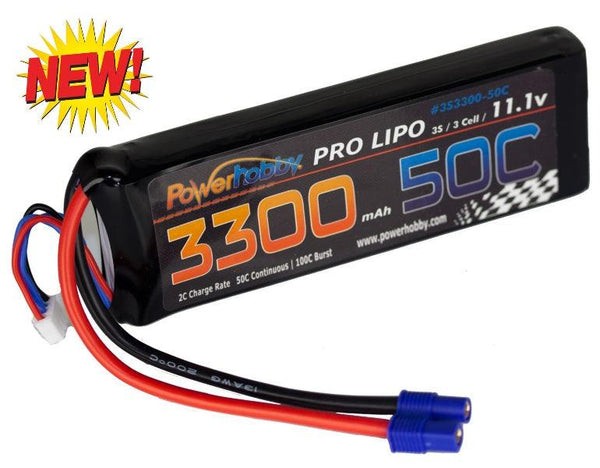 Powerhobby 3s 11.1v 3300mah 50c-100C Lipo Battery w EC3 Plug