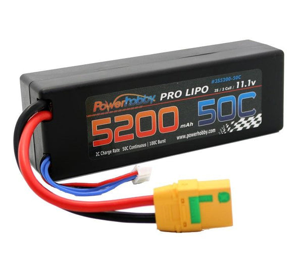 Powerhobby 3S 11.1V 5200mAh 50C Lipo Battery w XT90 Plug 3-Cell Hard Case