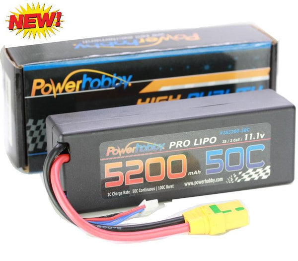 Powerhobby 3S 11.1V 5200mAh 50C Lipo Battery w XT90 Plug 3-Cell Hard Case