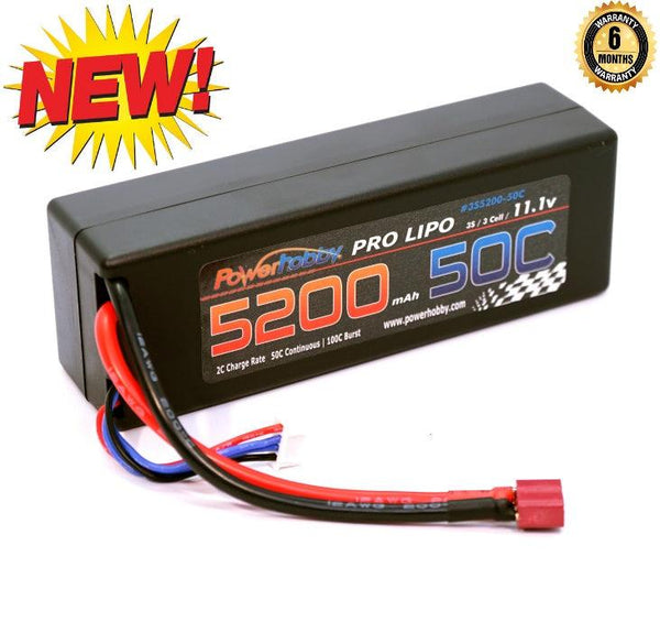 Powerhobby 3S 11.1V 5200mAh 50C Lipo Battery w Deans Plug 3-Cell Hardcase