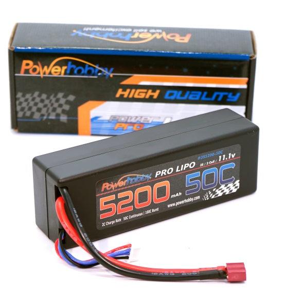 Powerhobby 3S 11.1V 5200mAh 50C Lipo Battery w Deans Plug 3-Cell Hardcase