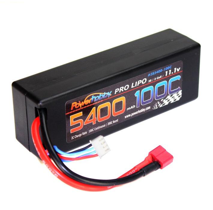 Powerhobby 3s 11.1v 5400mah 100c lipo Battery w Deans Plug Hard Case