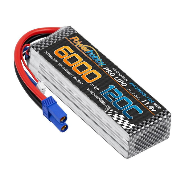 Powerhobby 3s 11.4V 6000mah 120c Graphne + HV Lipo Battery w EC5 Plug
