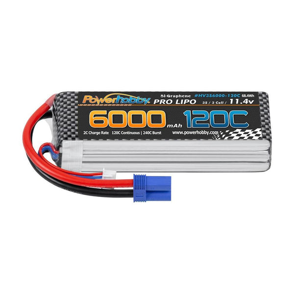 Powerhobby 3s 11.4V 6000mah 120c Graphne + HV Lipo Battery w EC5 Plug