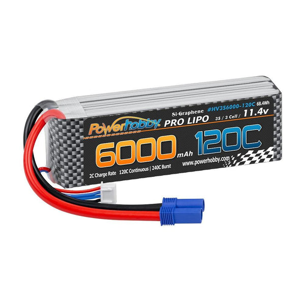 Powerhobby 3s 11.4V 6000mah 120c Graphne + HV Lipo Battery w EC5 Plug