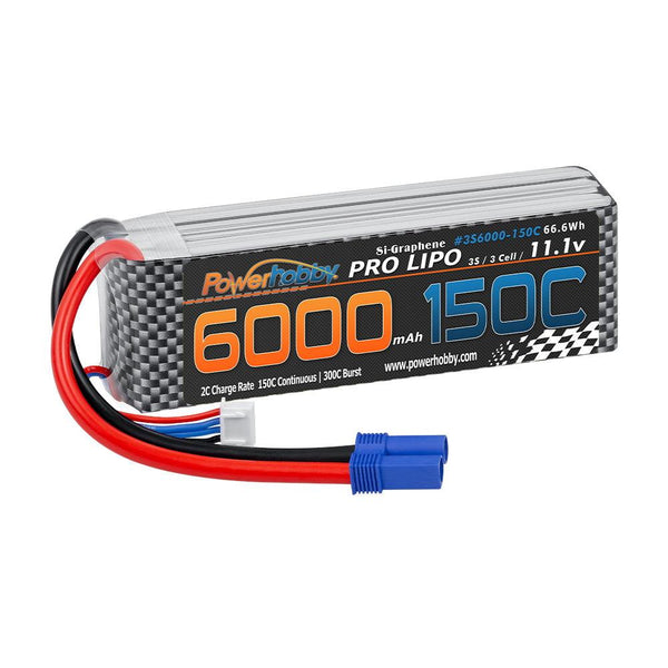 Powerhobby XTREME 3S 11.1V 6000mah 150c-300C Lipo Battery W EC5 3-Cell