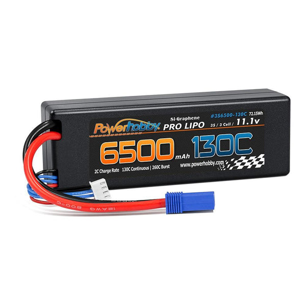 Powerhobby 3S 11.1V 6500mAh 130C Lipo Battery Pack w EC5 Connector Hard Case