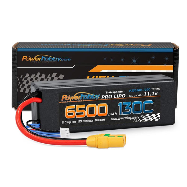Powerhobby 3S 11.1V 6500mAh 130C Lipo Battery Pack w XT90 Connector Hard Case
