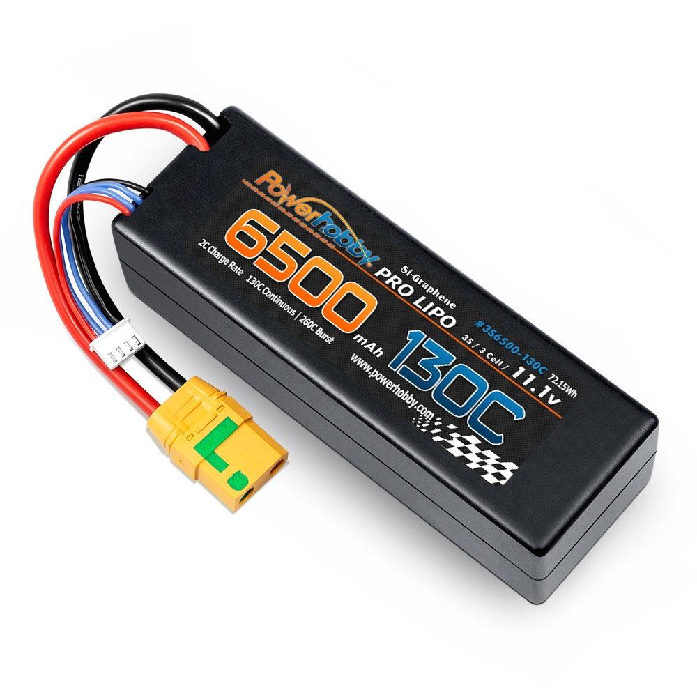 Powerhobby 3S 11.1V 6500mAh 130C Lipo Battery Pack w XT90 Connector Hard Case